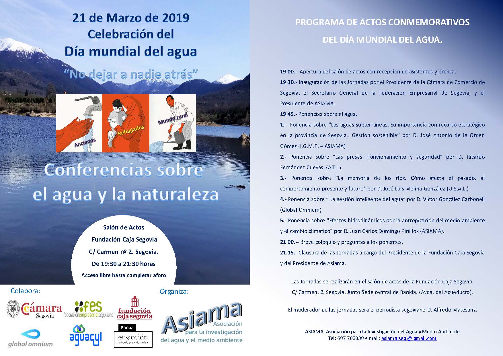Folleto sobre el Día Mundial del Agua 2019 - Conferencia cómo funcionan las presas